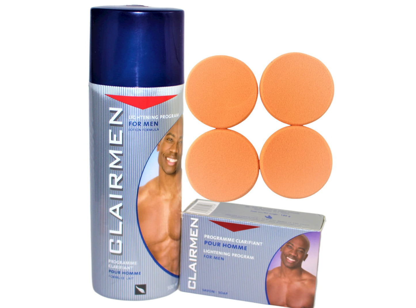 CLAIRMEN lightening Lotion 500ml and Soap 180g with 4 Exfoliating, cleansing Pads